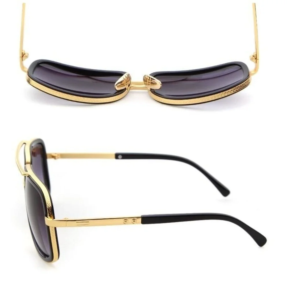 Classic Sunglasses Square‎ Frame Gold Fashion Shades Men Women UV400 Protection